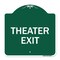 Signmission Designer Series Sign-Theater Exit, Green & White Aluminum Sign, 18" H, 18" L, GW-1818-22822 A-DES-GW-1818-22822 - alternate 1